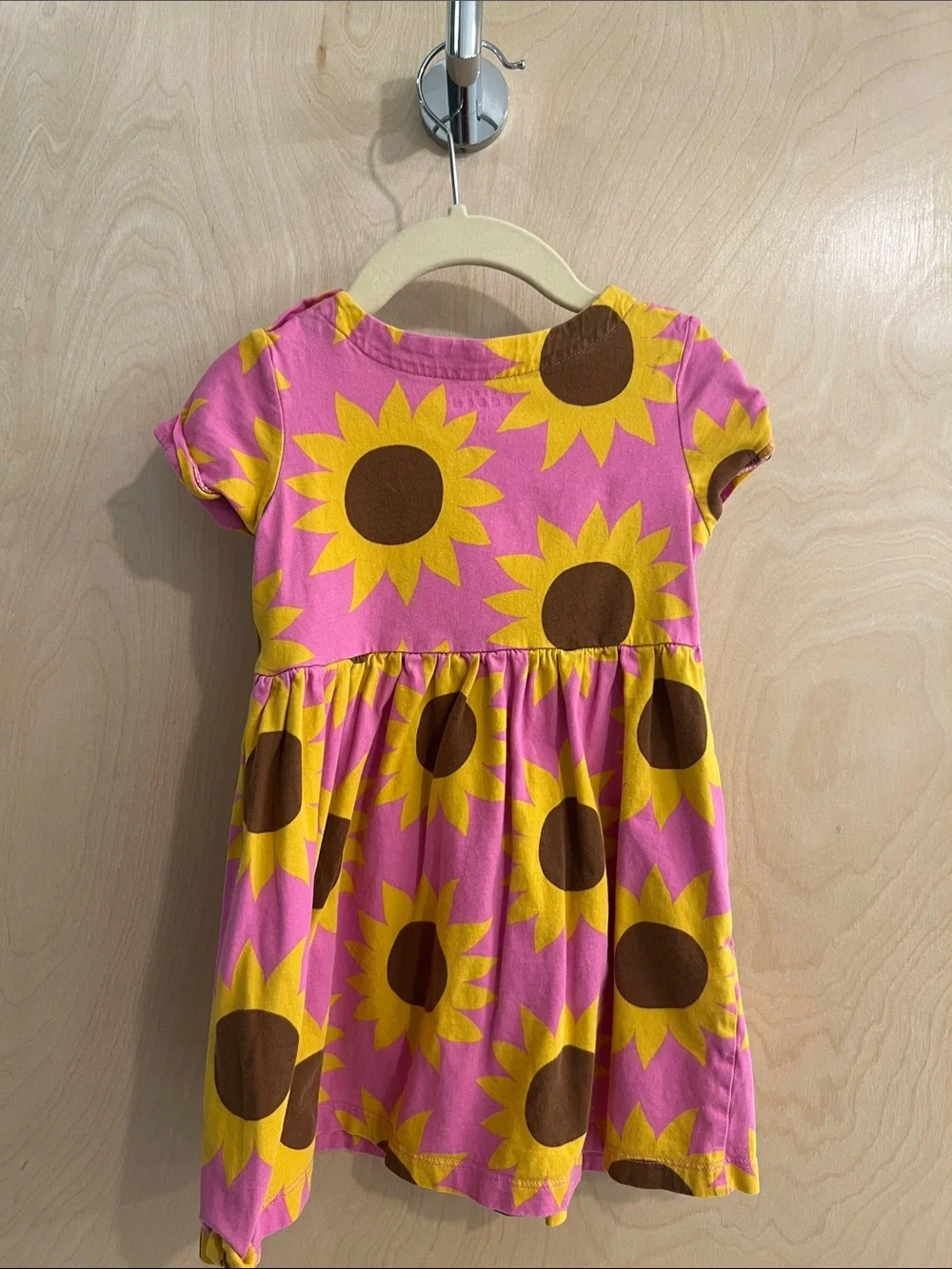 Kids Pink Sunflower Pocket Dress